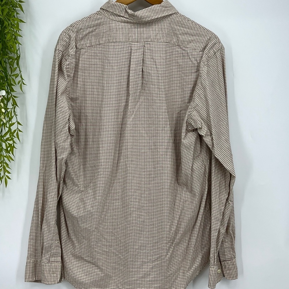Ralph Lauren Men's Checkered Shirt - White and Brown - Picture 4 of 4